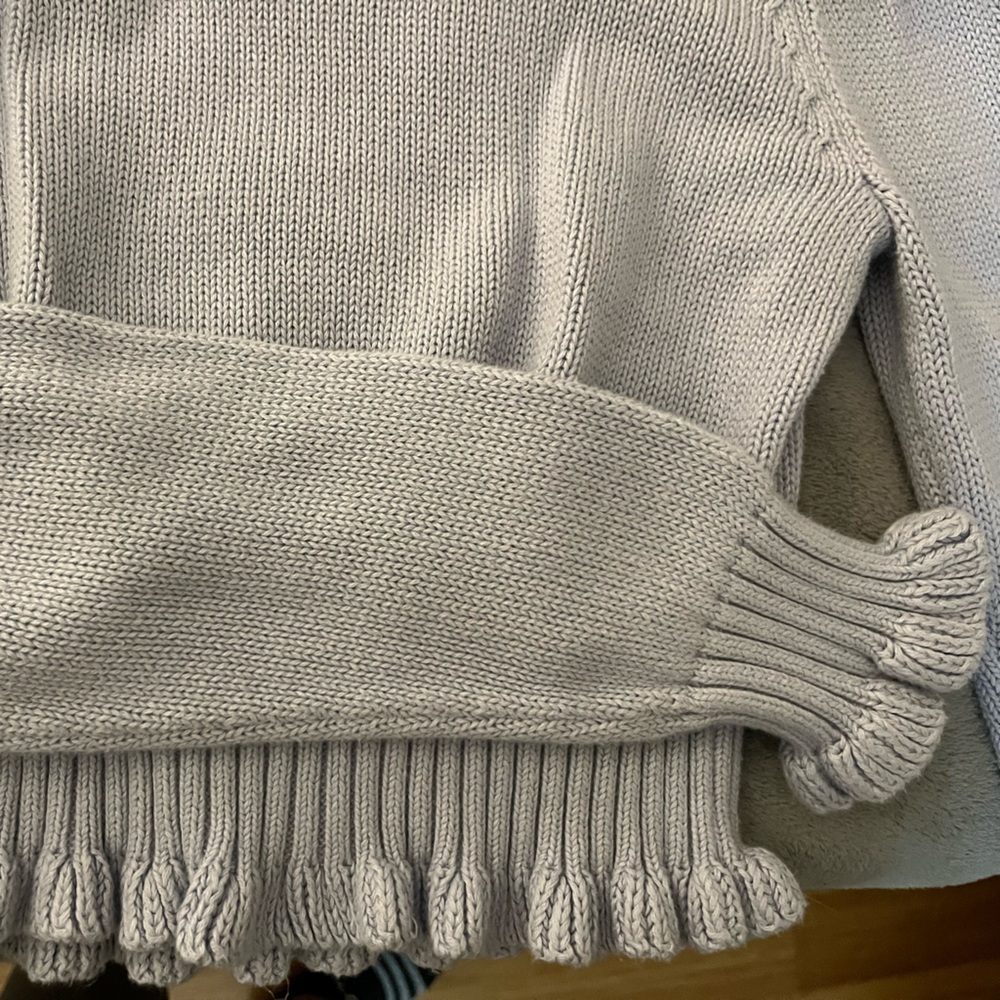 525 America Light Gray Ruffle Turtleneck Sweater - Picture 5 of 6